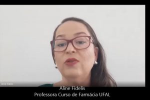 Pesquisadora do curso de Farmácia da Ufal, Aline Fidelis, em participação no projeto Ciseco Entrevistas